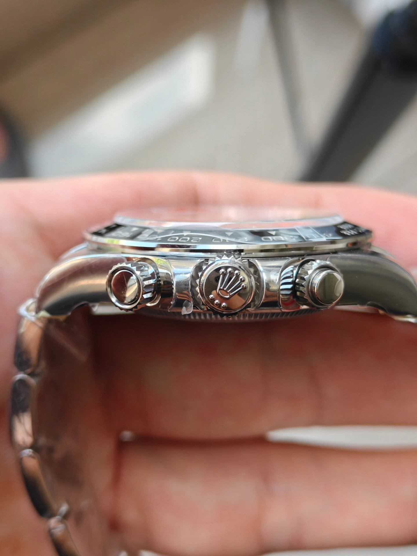 VSF Panda Daytona couronne et poussoirs du chronographe