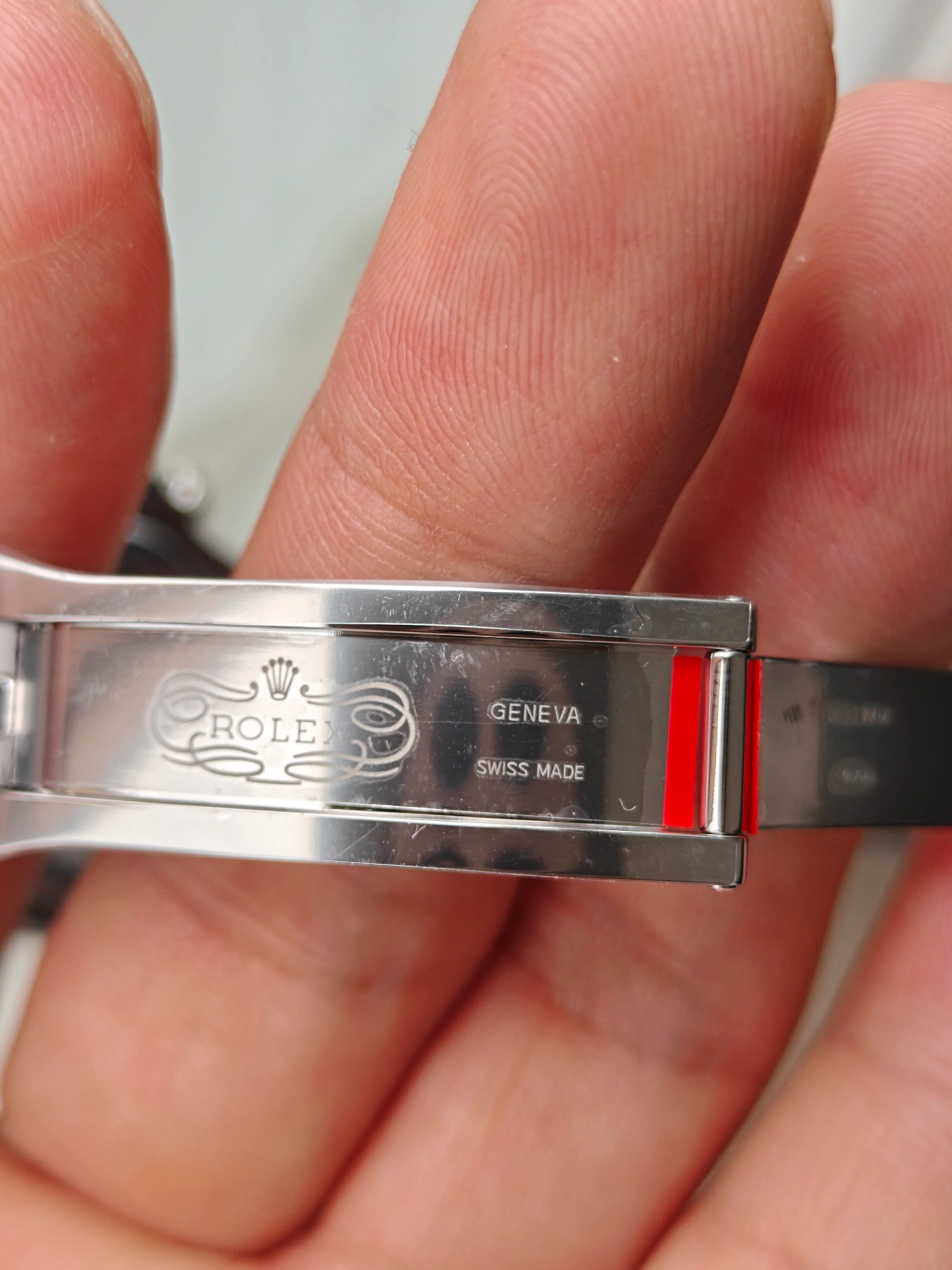 VSF V3 Panda Daytona 126500LN clasp inner angle view showing complete engraving layout and coronet pattern