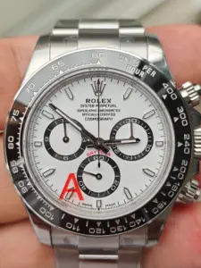 VSF V3 Panda Daytona 126500LN front dial white panda dial black ceramic bezel with red A sticker and 6 oclock coronet