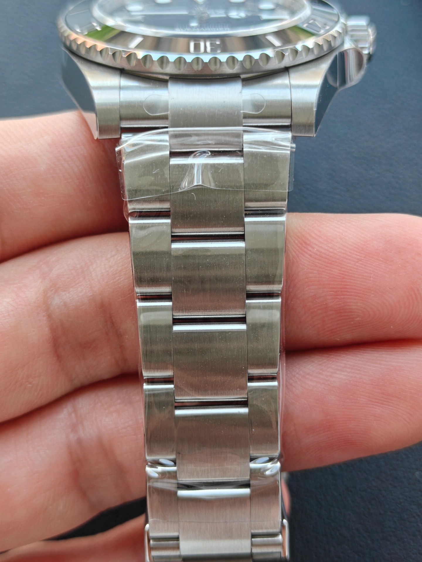 VSF Submariner bracelet autre angle, écarts de maillons serrés et uniformes, acier 904L